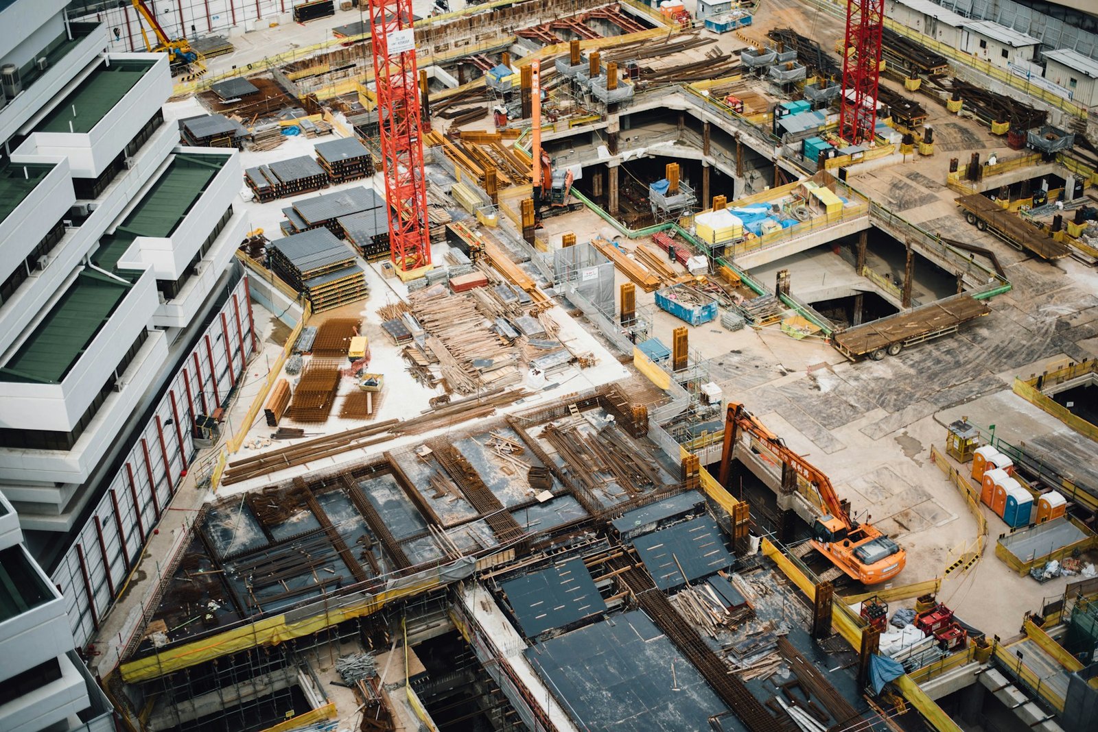 Construction work on a building site